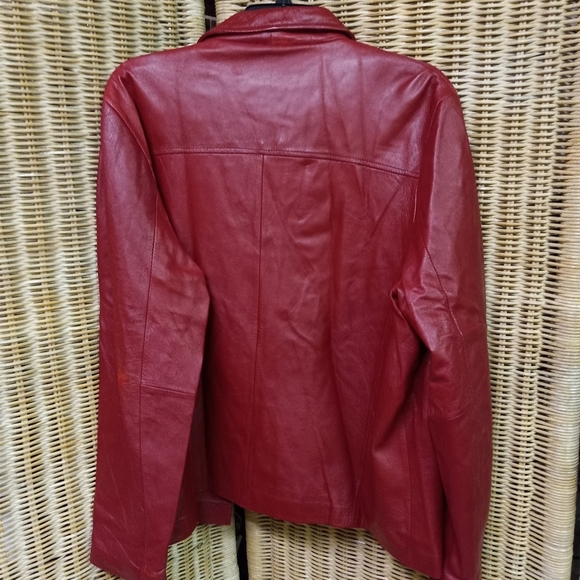 CHIC'S  Design Jacket Red Leather  Blazer Button Down  Size 12/44 chest - Picture 6 of 12